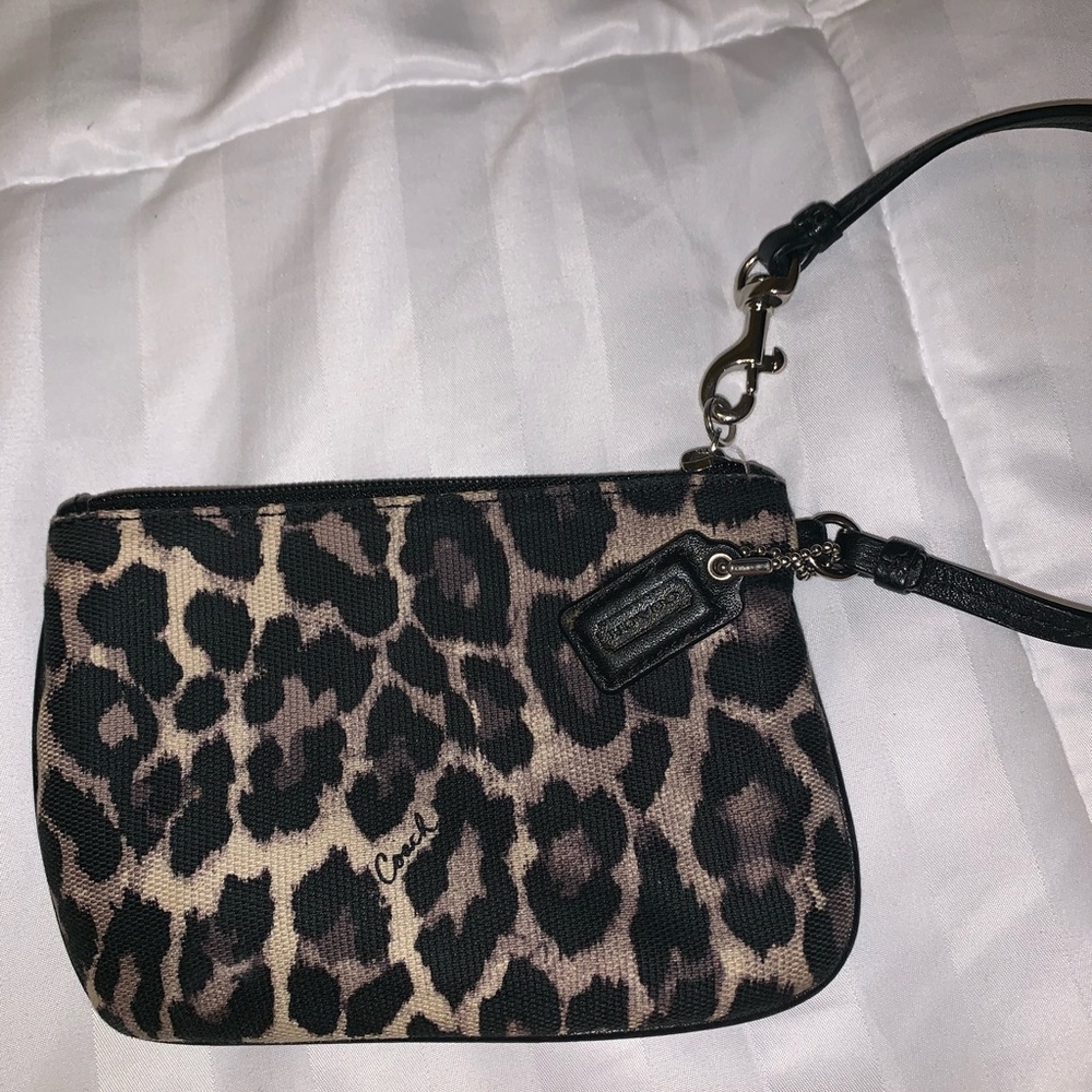 Leopard print small coach wristlet